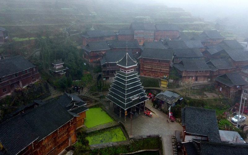 航拍中国第一座“侗族生态博物馆”贵州堂安侗寨