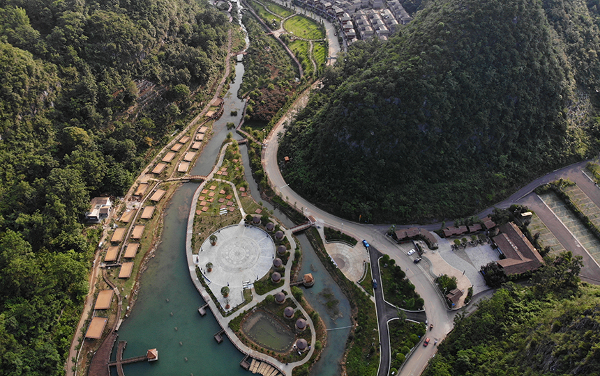 航拍高荡村打造的旅游度假区